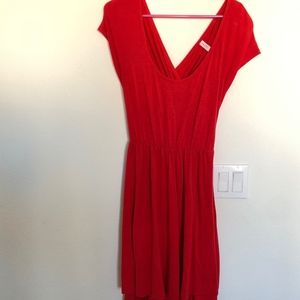 Red open back dress
